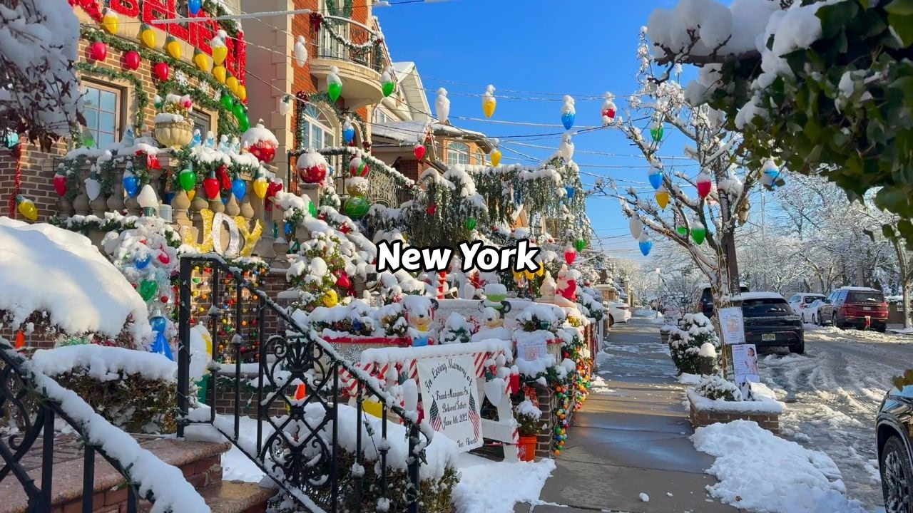 Magical Snow Walk In Dyker Heights Brooklyn New York