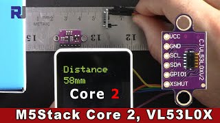 Laser distance measurement with M5Stack Core2 ESP32  and VL53L0X with Arduino - Robojax