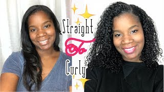 Straight to Curly Hair Routine |Heat Damage Free Curls|