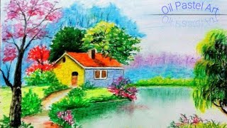 A Unique beautiful landscape drawing in 2019|| Oil pastel Drawing Tutorial