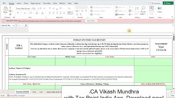 Security issue in Excel Utility of ITR 1