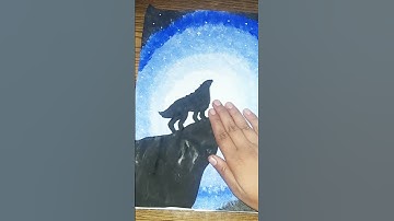 night scene painting with wolf 🐺.....🔥