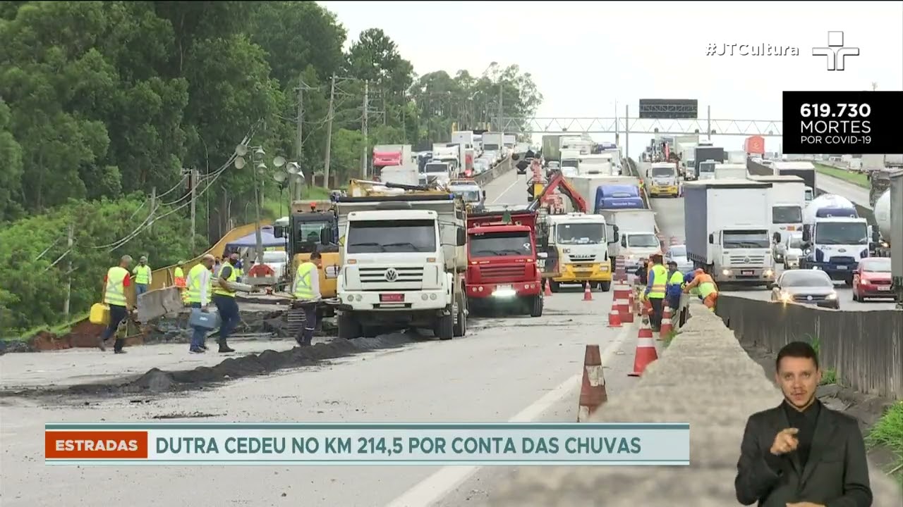 Buraco destrói trecho da Dutra no sentido São Paulo e interrompe ...