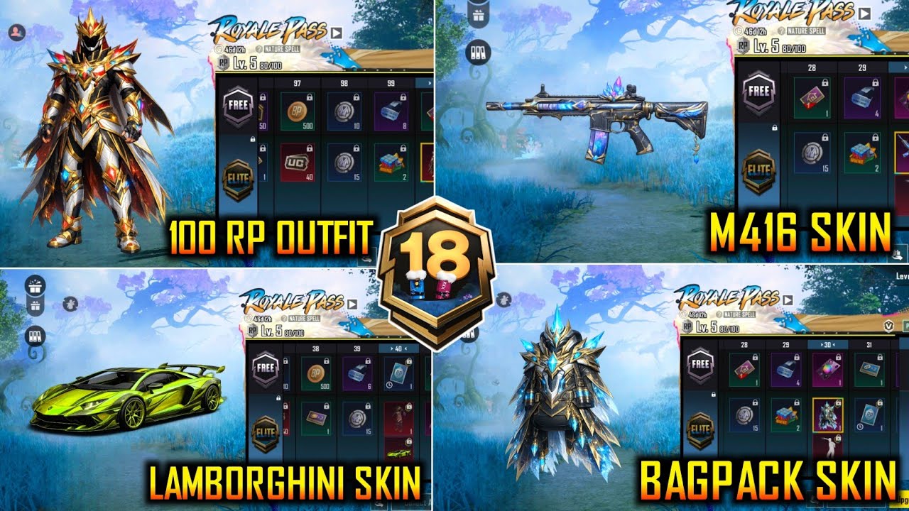 🔴 A18 ROYAL PASS 1 TO 100 RP REWARDS // A18 ROYAL PASS // 1 TO 100 RP ( PUBG & BGMI A18 ROYAL PASS )