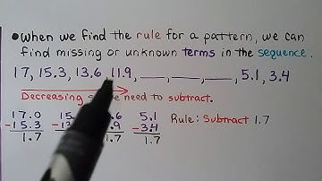 5th Grade Math 3.10, Patterns with Decimals, Sequence & Terms of a Pattern