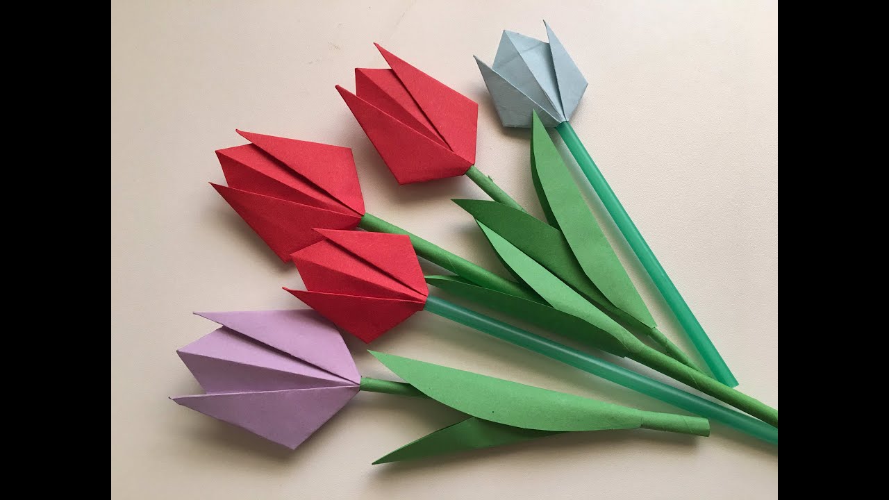 How to make Paper Tulip Flower Easy and Simple Origami Tulip Tutorial ...