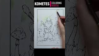 How to Color a Whimsical Gnome in a Mushroom Forest: Timelapse Video" #GnomeArt #coloringpages