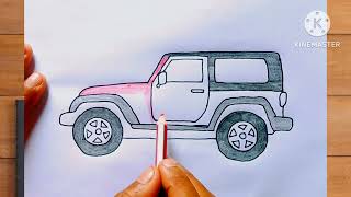 Jeep Drawing Tutorial || Very easy ||Step by step Jeep drawing #artdream #jeep Resimi