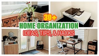 30+ HOME ORGANIZATION IDEAS TIPS &amp; HACKS FOR HOME OFFICE AND ENTRYWAY | DOLLAR TREE DIY