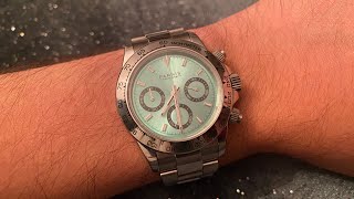 Is This Platinum Rolex Daytona Homage Worth It? Parnis (PA6048) Homage Watch Review! Ice Blue Dial🧊