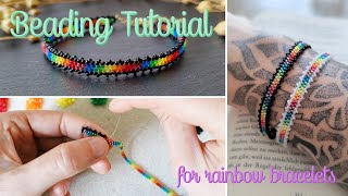 Beading Tutorial #9 | how to bead easy rainbow DIY jewelry, dainty “Kallan” bracelets, LGBTQ+ style