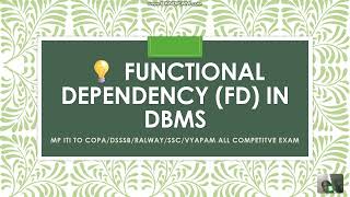 🎓 Functional Dependency in DBMS | BCA | MCA | Polytechnic | Hindi & English Explanation