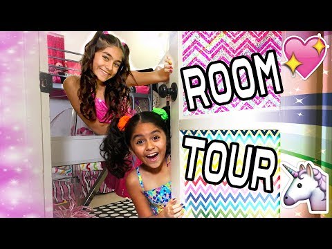 Room Tour - Mercedes & Evangeline Pink Rainbow Bedroom : VLOG IT // GEM Sisters