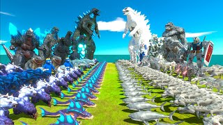Blue Monster War - Team Blue GODZILLA 2014 Ice Frostbite VS Team White Anti-Venom Godzilla x Kong