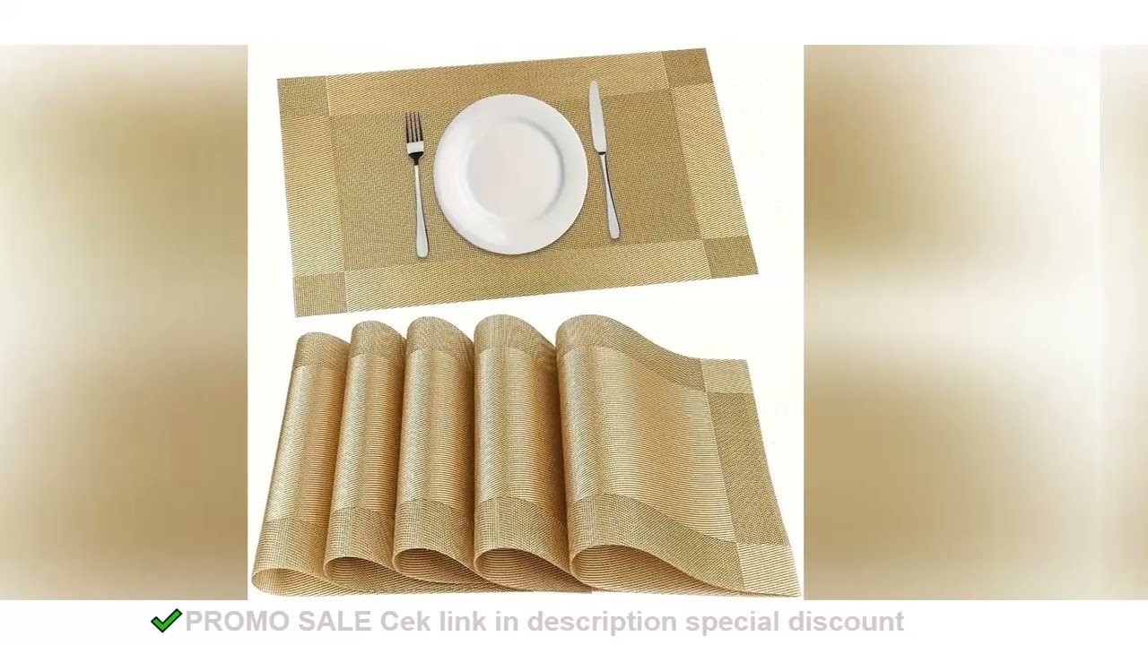 Place Mats for Kitchen Dining Table, Heat-Resistant Anti-Skid Stain Washable PVC Table Mats, Easy to
