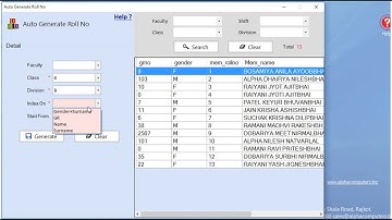 Alpha School Management Software - Help Video of Roll generation system