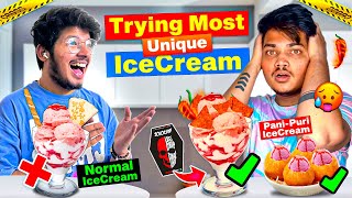 TRYING 5 MOST UNIQUE ICE-CREAMS🍧 OF MUMBAI || PANI PURI AND SPICY🥵 ICE CREAM -RITIK JAIN VLOGS