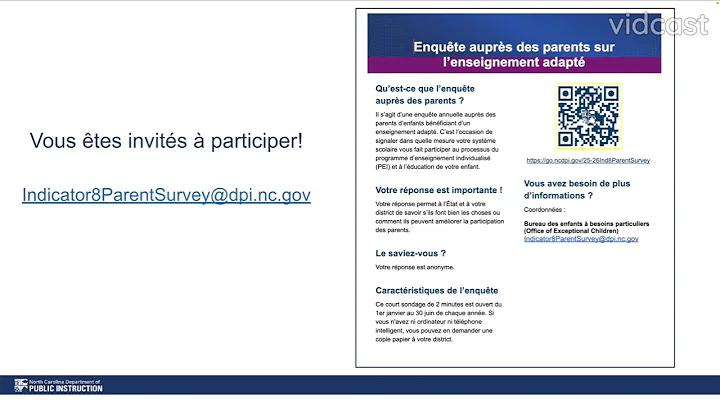 Indicator 8 Parent Survey Invitation   French