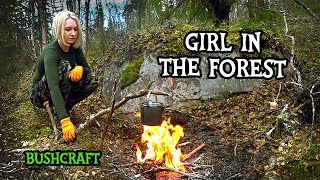 SOLO BUSHCRAFT | OUTDOOR COOKING | no words - first hammock test - girl in the wild | ASMR