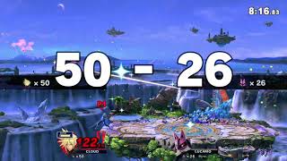 Smash Ultimate - Cloud vs Level 9 CPU Lucario 50 Stock Battle - No Deaths