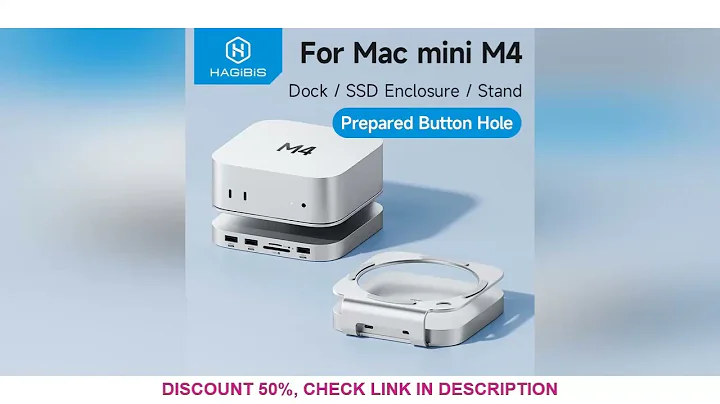 Hagibis USB C Hub with M.2 SSD Enclosure for Mac Mini M4/M4 Pro Stand Type-C Docking Station SSD Cas
