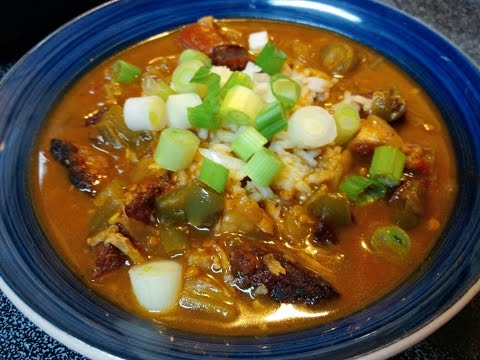 Chicken & Sausage Gumbo with Okra & Tomatoes