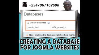 website design using jooml:joomla005;creating the database for the joomla website