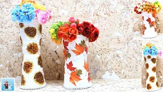 Handicraft decoupage on vase Art and Craft Ideas