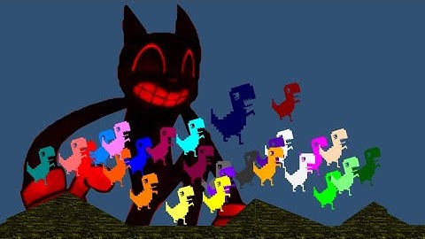 If You See CARTOON CAT In google dinosaur game, RUN -  Chrome T Rex -marble race Survival in Algodoo