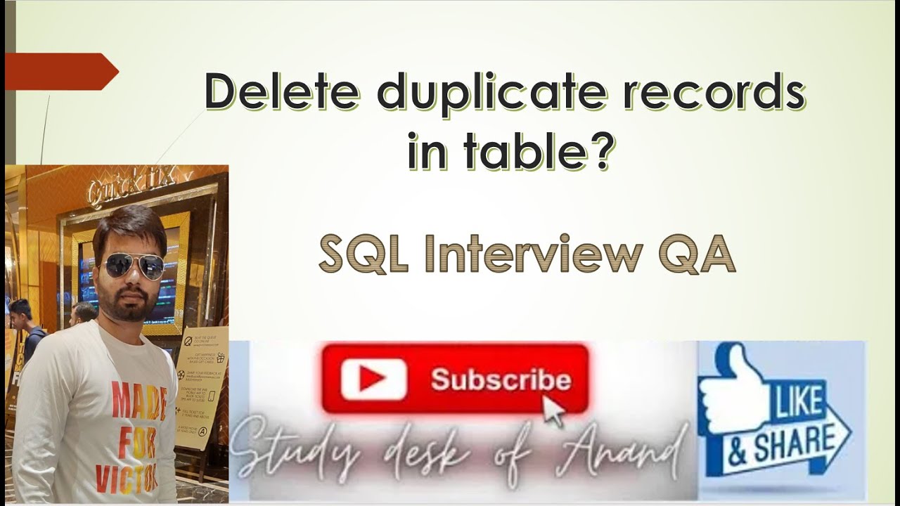 Delete Duplicate row from table - YouTube