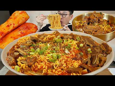 무한리필인줄🤤 갈비가 끊임없이 나오는 🍜라면 먹방에 밥까지 말았네요ㅎ MUKBANG