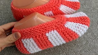 Flat Knit Striped Slippers (Socks)