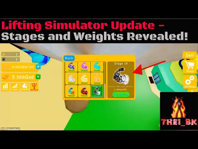 Roblox Lifting Simulator Update All Stages And Weights Revealed Youtube - roblox weight simulator how to turn back to normal