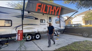 RV Life: How I cleaned the World's Dirtiest RV Awning // LA's Totally Awesome Review