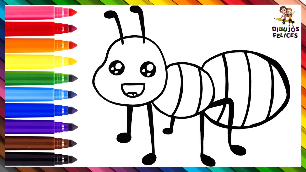 Cómo Dibujar Una Hormiga 🐜 Dibuja y Colorea Una Linda