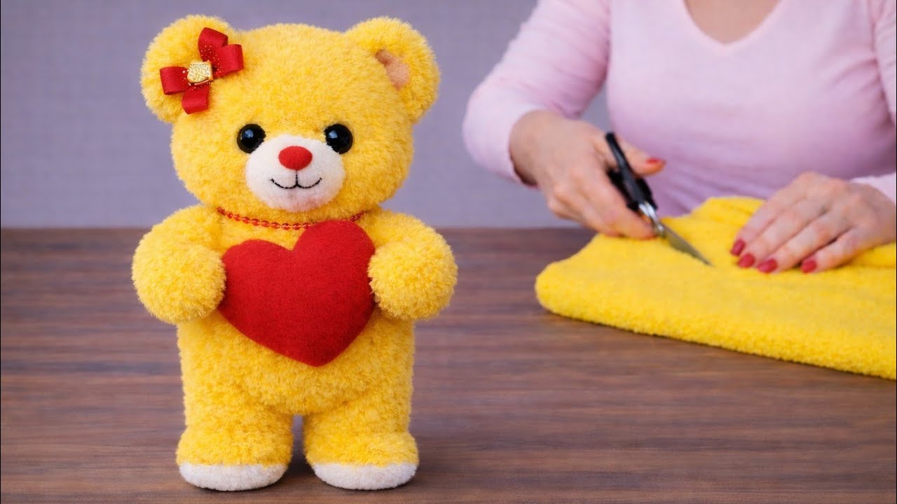 💥Сделано без использования формы/❤️Как сделать плюшевого мишку, держащего подушку в форме сердца