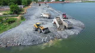 Wonderful!! Land filling bulldozer pushing sand,dump truck 25 heavy equipment