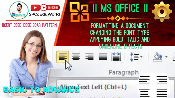 ms word 2016 formatting text | changing the font type | applying bold italic and underline effects