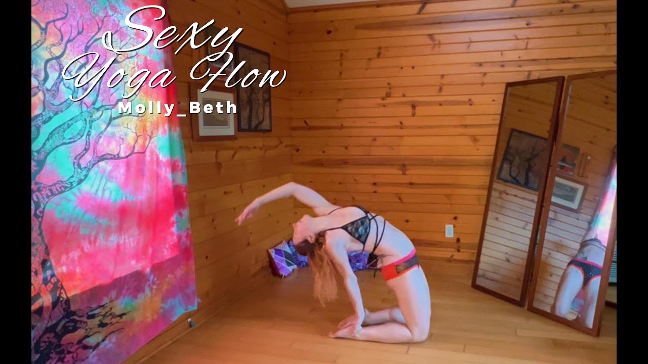 Sexy Yoga Dance Flow in Lingerie Bikini in a Studio with Mirrors