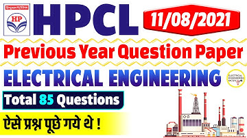 HPCL Electrical Engineer Previous Year Question Paper | 11/08/2021 | Detailed Solution Hindi 85 MCQs