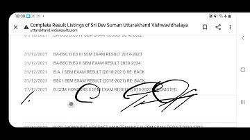 SRI DEV SUMAN UTTRAKHAND UNIVERSITY COMPLETE RESULT LISTINGS DECLARED