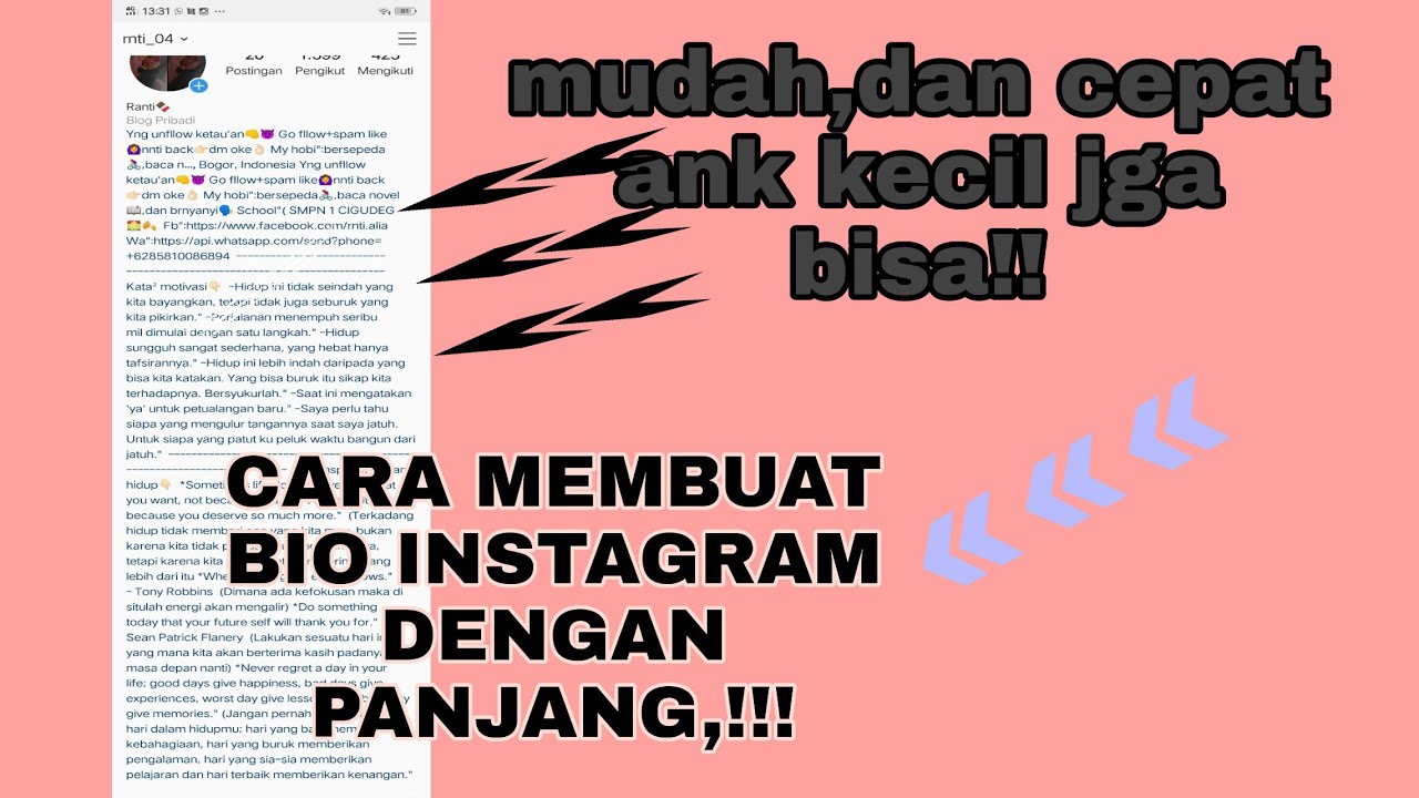 Gampang Cara Membuat Bio Instagram Panjang Terbaru 202 Youtube