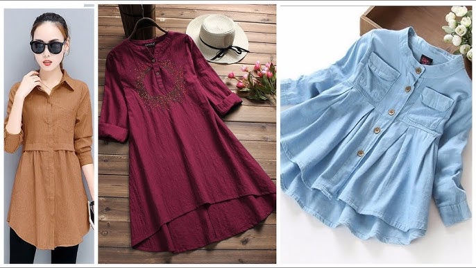 Top Class Stylish And Trendy Beautiful Casual Cotton Knee Length Top/Shirts  Design For Teen Girls 