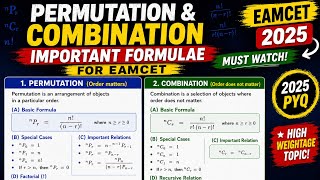 Permutation and Combination in 1 Shot 🚀 | Important Formulae for EAMCET