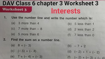DAV Class 6 maths chapter 3 worksheet 3 ।। Class 6 math chapter 3 worksheet 3 dav public school