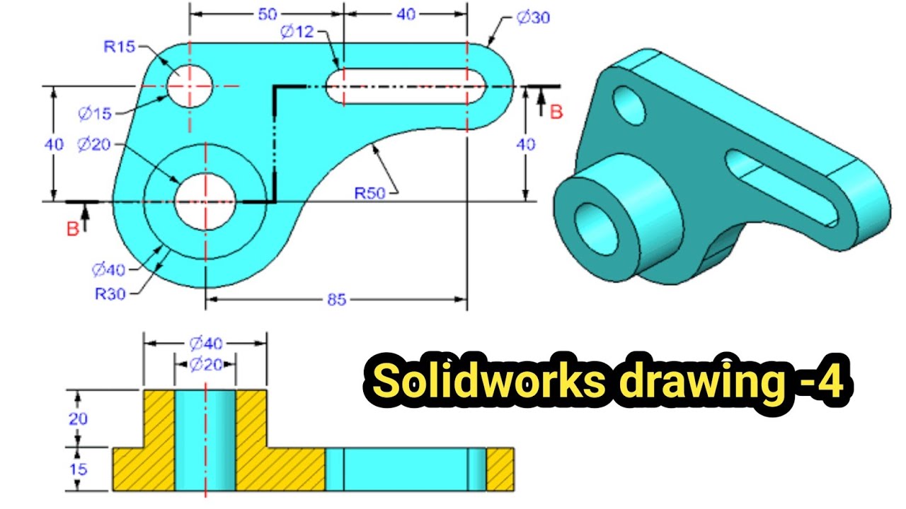 Solidworks drawing practice Class - 4 || Solidworks drawing ...