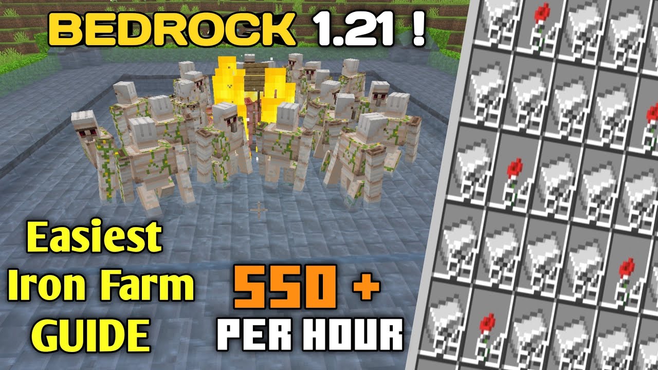 BEST IRON FARM IN MINECRAFT BEDROCK 1.21 || EASY IRON FARM TUTORIAL || Step by step guide