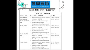 IB/GCE/IGCSE 2022