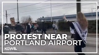 Protest stalls traffic to Portland airport on Sunday