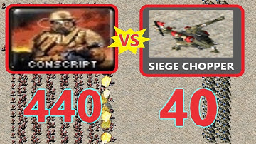 Conscripts vs Deployed Siege Chopper - Same Cost - Red Alert 2
